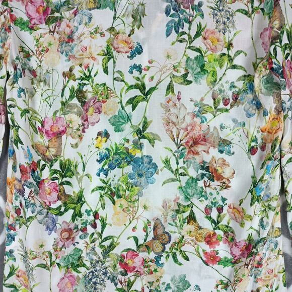 Zara Women XS Floral Print Blouse Long Sleeve Lightweight Spring Garden Top - Picture 7 of 10